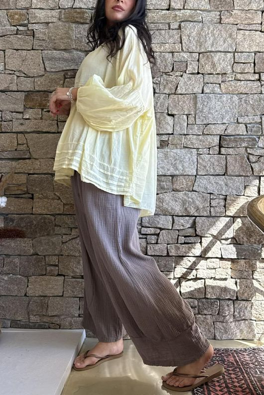 Sa Caleta Cotton Artist Smock Top Lemon